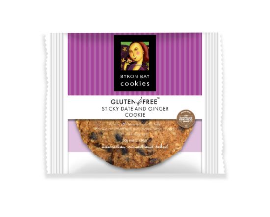 Picture of Byron Bay Cookie Gluten Free Sticky Date & Ginger Individually Wrapped