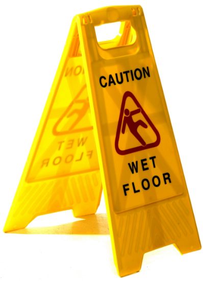 Picture of Sign Yellow Caution Wet Floor - Cleaning in Progress "A" Frame 