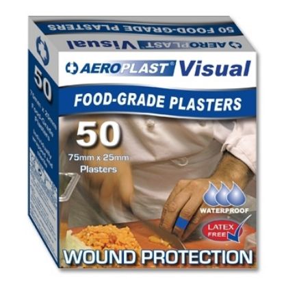 Picture of Aeroplast Blue Visual Plaster / bandaid Strip 75mm x 25mm