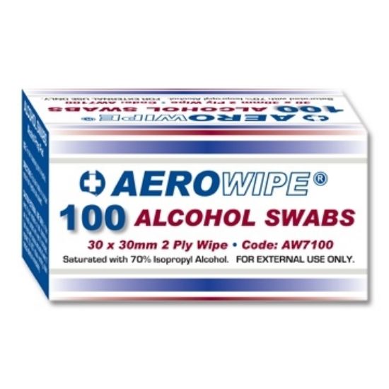 Picture of Alcohol Swabs / Thermometer Probe Wipes  30mm x 30mm, 2 ply BOX of 100