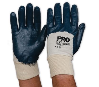 Picture of Glove -Blue Nitrile Coated SuperLite 3/4 Dipped Cotton-Knit Wrist