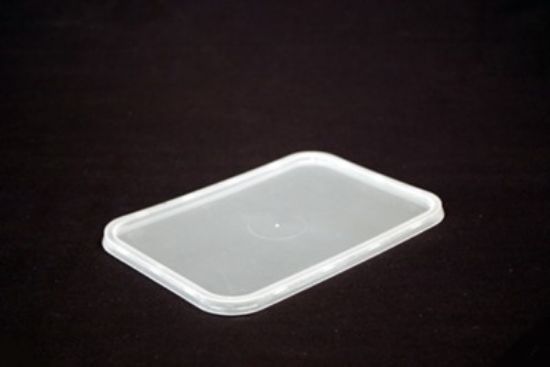 Picture of Premium Rectangle Freezer Grade Lid to fit Ribbed Plastic Container - CLEAR - Genfac 