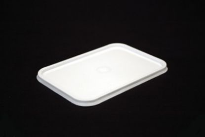 Picture of Premium Rectangle Freezer Grade Lid to fit Ribbed Plastic Container - WHITE - Genfac 
