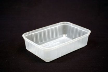 Picture of Premium Rectangle 750ml Ribbed Plastic Reusable Freezer Grade Container CLEAR - Genfac 