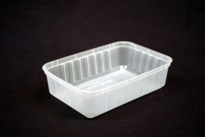 Picture of Premium Rectangle 750ml Ribbed Plastic Reusable Freezer Grade Container FROSTED - Genfac 