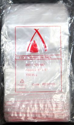Picture of Reseal Plastic Bags 205mm x 125mm x 40um (8in x 5in)