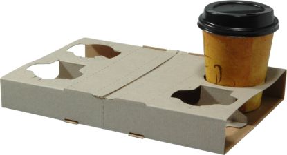 Picture of Cardboard 4 cup Carry Trays  - Fold Up Style