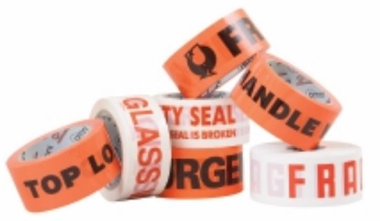 Picture of Tape -Printed-Handle With Care Black on Orange 48mm x 66m