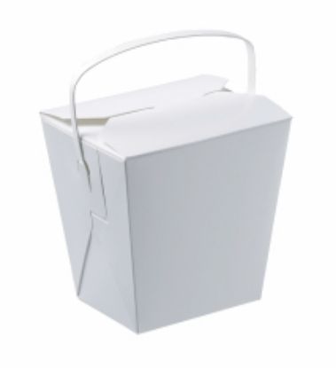Picture of Food Pail / Noodle Box White Cardboard with Handle 26oz 110 x 94 x 104mm 