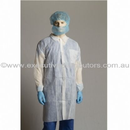 Picture of Gown Polypropylene Labcoat No Pocket WHITE 