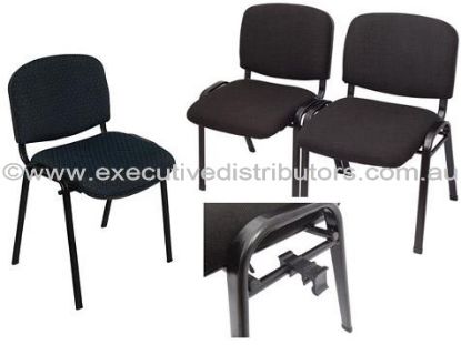 Picture of Stackable Chair- Upholstered Back and Seat -Linking-Black Legs
