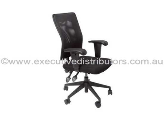 Picture of Operator Chair - Medium Back, Adjust Arms, Fully Ergonomic, Fabric Seat, Mesh Back