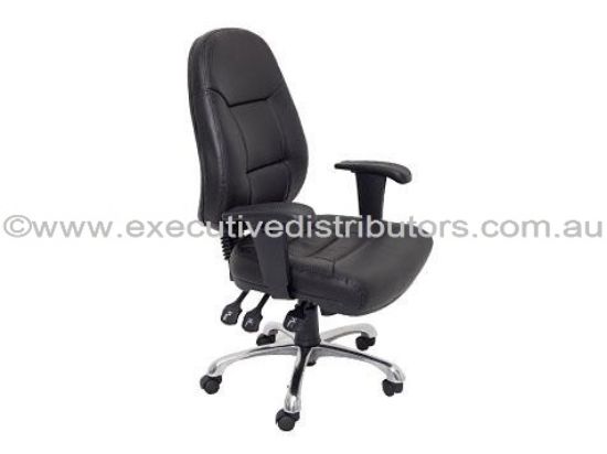 Picture of Office Chair -Large -Fully Ergonomic -PU Black -Adj Arms-Seat Slide