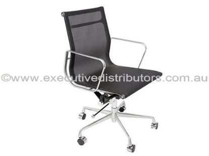 Picture of Office Chair - Black Mesh Seat and Back - Chrome Base and Arms 