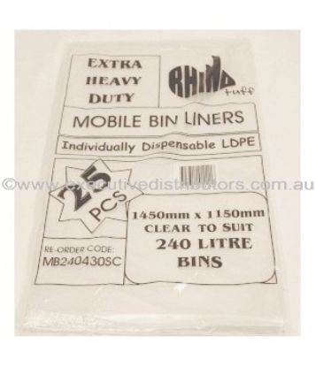Picture of Wheelie Bin Liner NATURAL 240L Extra Heavy Duty Garbage Bags 1500mm x 1140mm