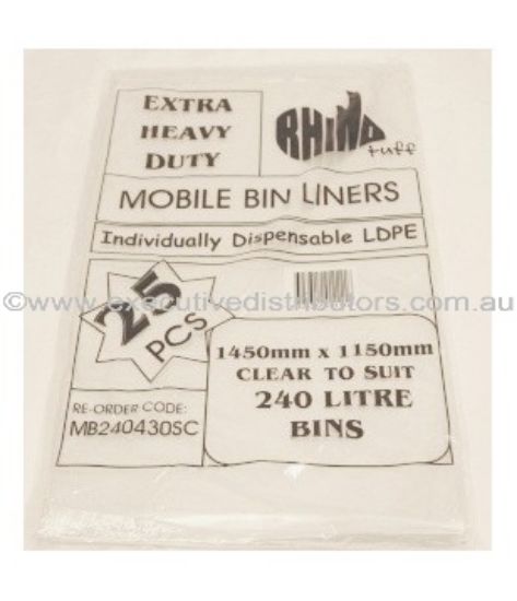 Picture of Wheelie Bin Liner NATURAL 240L Extra Heavy Duty Garbage Bags 1500mm x 1140mm