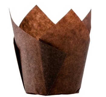 Picture of Muffin Tulip/Parchment Baking Cups - 60-90mm High x  60mm Base - BROWN - Patty Pan