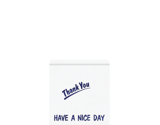 Picture of Paper Bags White 2 Square 200x200mm - Printed "Thankyou - Have a Nice Day"