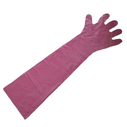 Picture of Gloves Veterinary Polyethylene 90cm Unisize red disposable