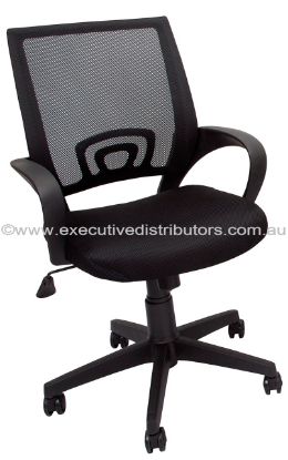 Picture of Office Chair - Black Fabric Seat -  Single Point Lock - Mesh Back