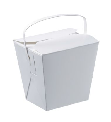 Picture of Food Pail / Noodle Box White Cardboard with Handle 8oz 80mm x 62mm x 65mm