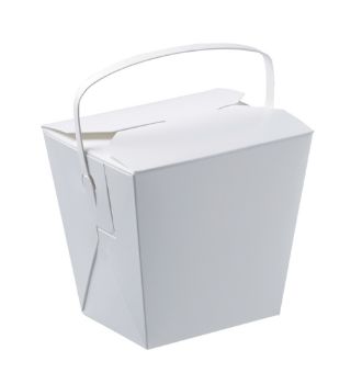Picture of Food Pail / Noodle Box White Cardboard with Handle 8oz 80mm x 62mm x 65mm