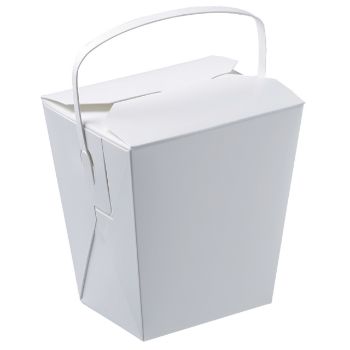 Picture of Food Pail / Noodle Box White Cardboard with Handle 32oz 120 x 95 x 110mm 