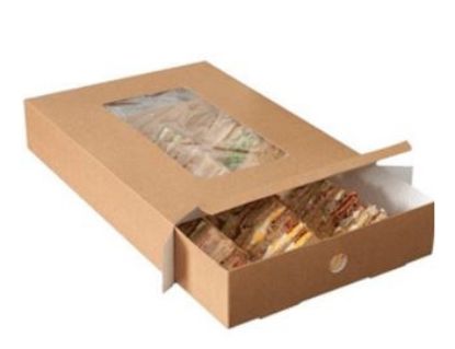 Picture of Large Platter Box Clear Window with Tray Insert - 450 x 311 x 82mm - Kraft