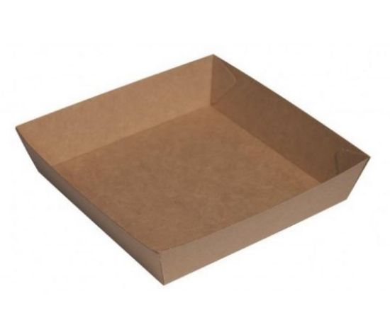Picture of Cardboard Food tray no. 2 Kraft Board - 178mm x 178mm Base Dimensions x 40mm High