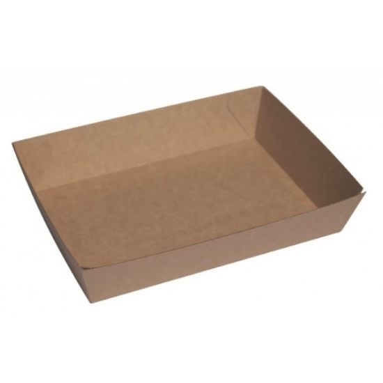 Picture of Cardboard Food tray no.5 Kraft "Betaboard"  255mm x 179mm Base Dimensions x 55mm High