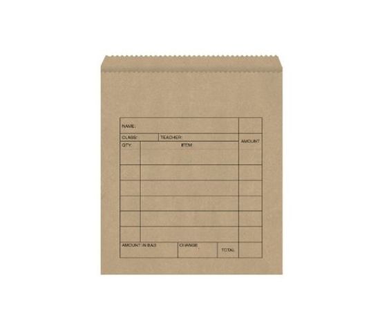 Picture of Paper Bags Brown Printed Tuckshop 240 x 200mm 3 Flat