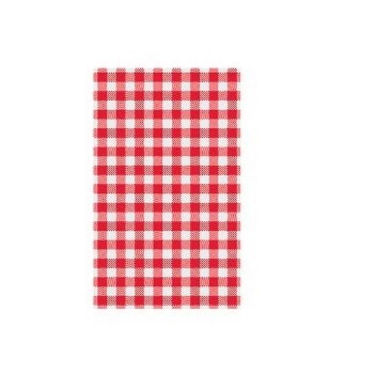 Picture of Gingham Greaseproof Paper Deli Wrap or Basket Liner 190x310mm, Red and White