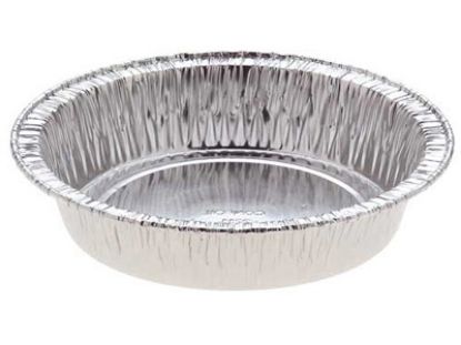 Picture of #2211P4 Round Foil Custard Tart Container, With Perferations  - 85mm Round Base x 22mm High 