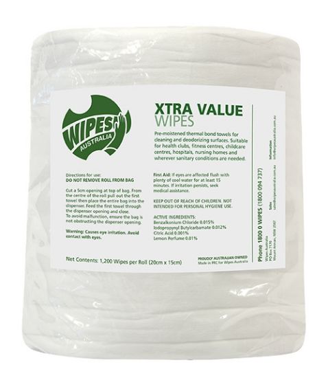 Picture of Moisturised thermal bond towel value Wipes Suits Dispenser - Pack of 1200 Wipes