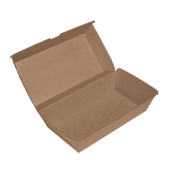 Picture of Large Cardboard Snackbox Kraft Board - 205mm x 107mm Base Dimensions x 77mm High