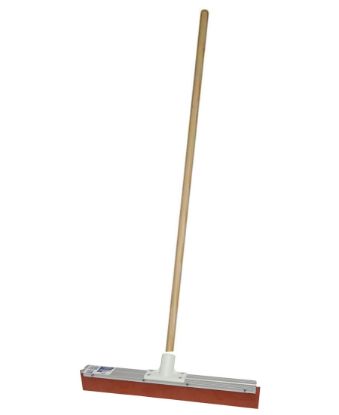 Picture of Floor Squeegee Aluminium With Red Rubber  600mm - Complete W/ 25mm Timber Handle