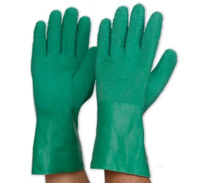Picture of Gloves Latex Gauntlet with Crinkled Palm for superior grip - Green