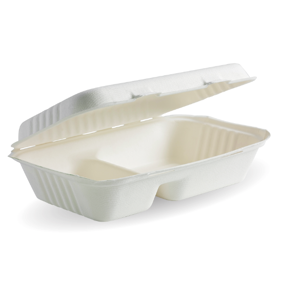 Picture of BioCane Biopak Lunch Box COMPARTMENT Clam 9" x 6" x 3" / 250x163x60mm