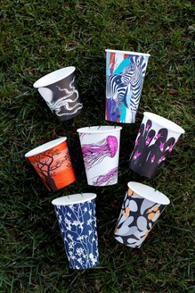 Picture of 12oz Biodegradable Single Wall Coffee Cup - Gallery Series (Mixed Print Selection)