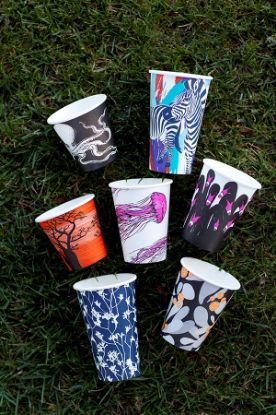 Picture of 12oz Biodegradable Single Wall Coffee Cup - Gallery Series (Mixed Print Selection) 