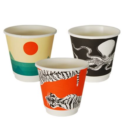 Picture of 8oz Biodegradable Double Wall Coffee Cup - Gallery Series (Mixed Print Selection) 