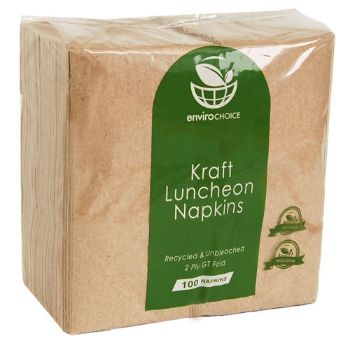 Picture of Enviro 2 Ply Lunch Napkin GT (1/8th) Fold - Brown Kraft Redifold