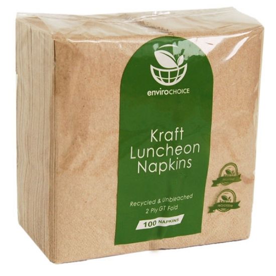 Picture of 2 Ply Lunch Napkin GT (1/8th) Fold - Natural/Kraft Redifold