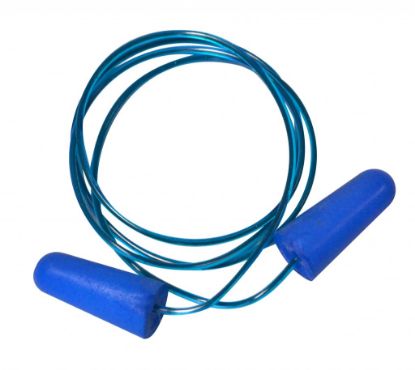 Picture of Disposable Metal Detectable Class 5 Corded Earplugs -  Blue 