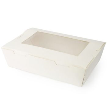 Picture of Cardboard Window Lunch Box Large White 195 x 140 x 65