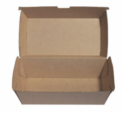 Picture of Cardboard Snack Clam/Box Regular Kraft Board - 175mm x 90mm Base Dimensions x 80mm High 