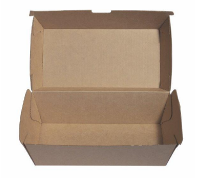 Picture of Cardboard Snack Clam/Box Regular Kraft Board - 175mm x 90mm Base Dimensions x 80mm High  
