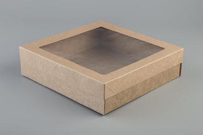 Picture of Lid To Suit Small Kraft Catering Box with Clear Window (Base Sold Separately) 