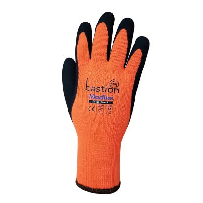 Picture of Latex Coated Poly Cotton Freezer / Thermal Gloves - Black / Orange