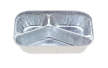 Picture of Rectangle Foil Container 3 Compartment Heavy Duty - 172mm x 120mm Base Dimensions x 34mm High